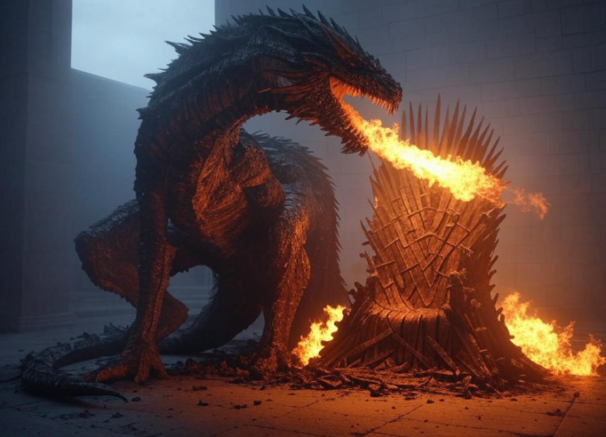 Dragon burning Iron Throne
