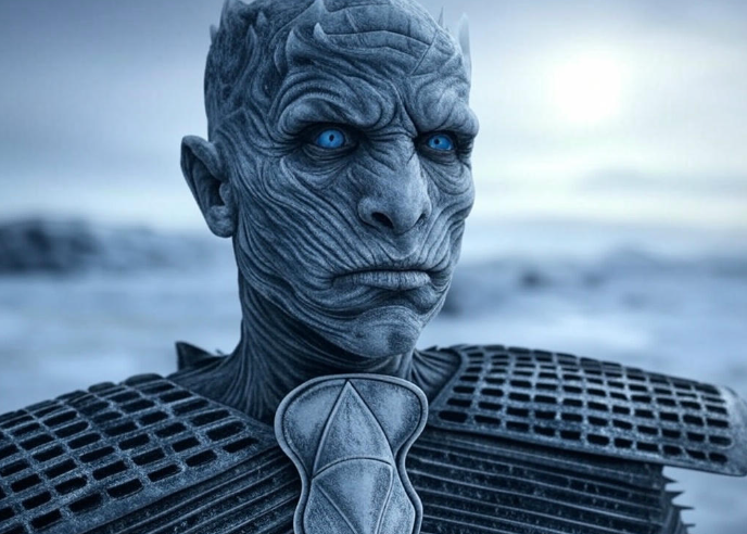 Icy warrior blue eyes