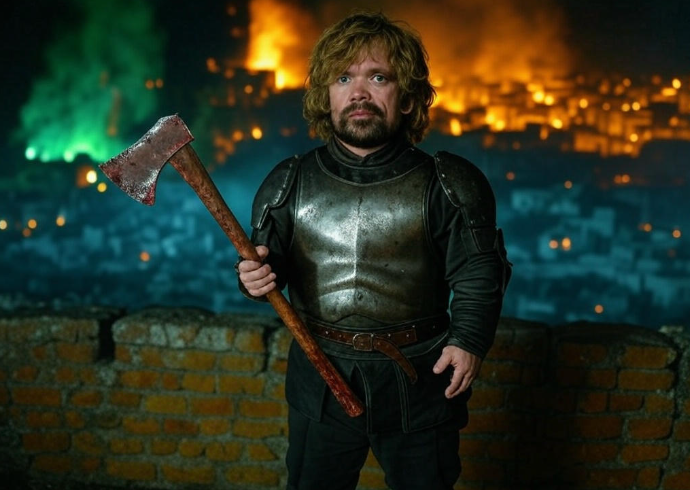 Armored figure holding axe