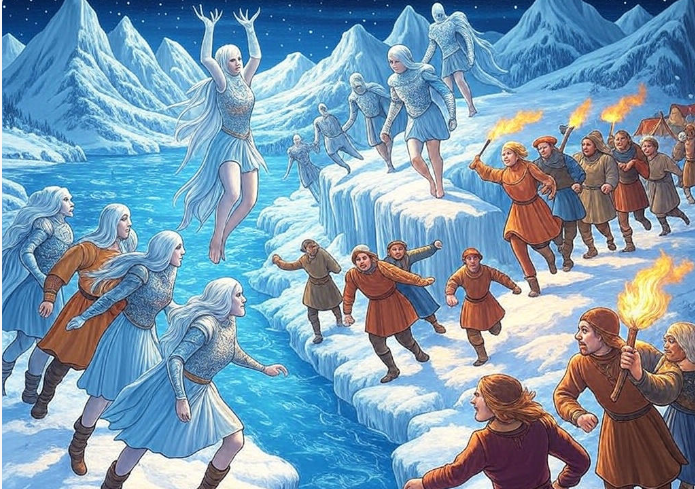 Icy battle torches warriors