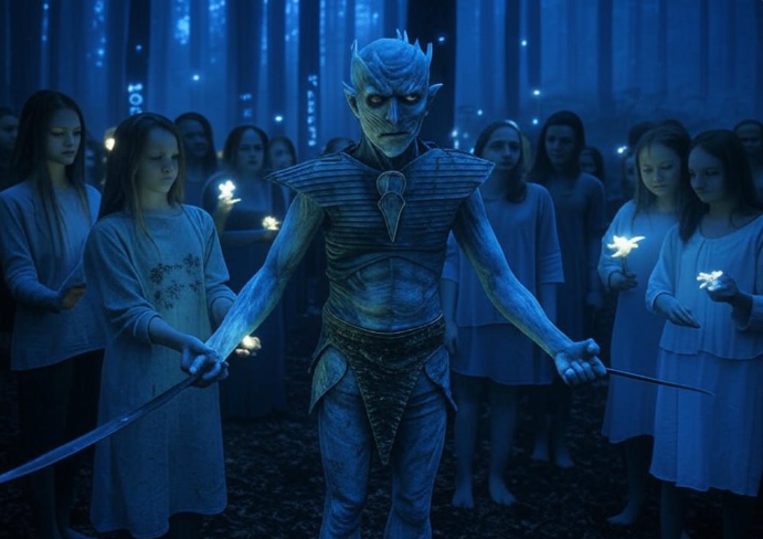 Mystical blue warrior ritual