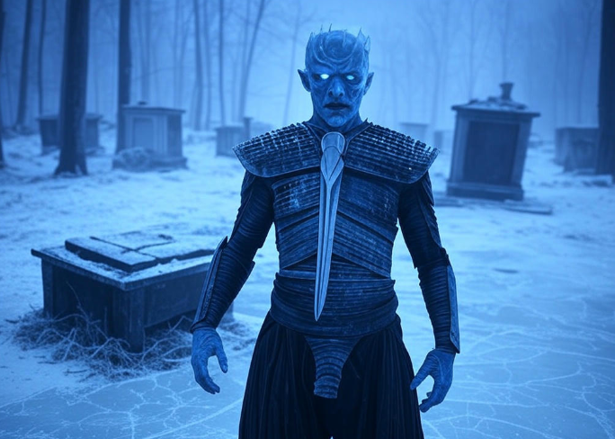 Blue armored king standing