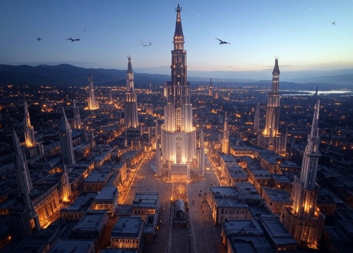 Fantasy city tall spires
