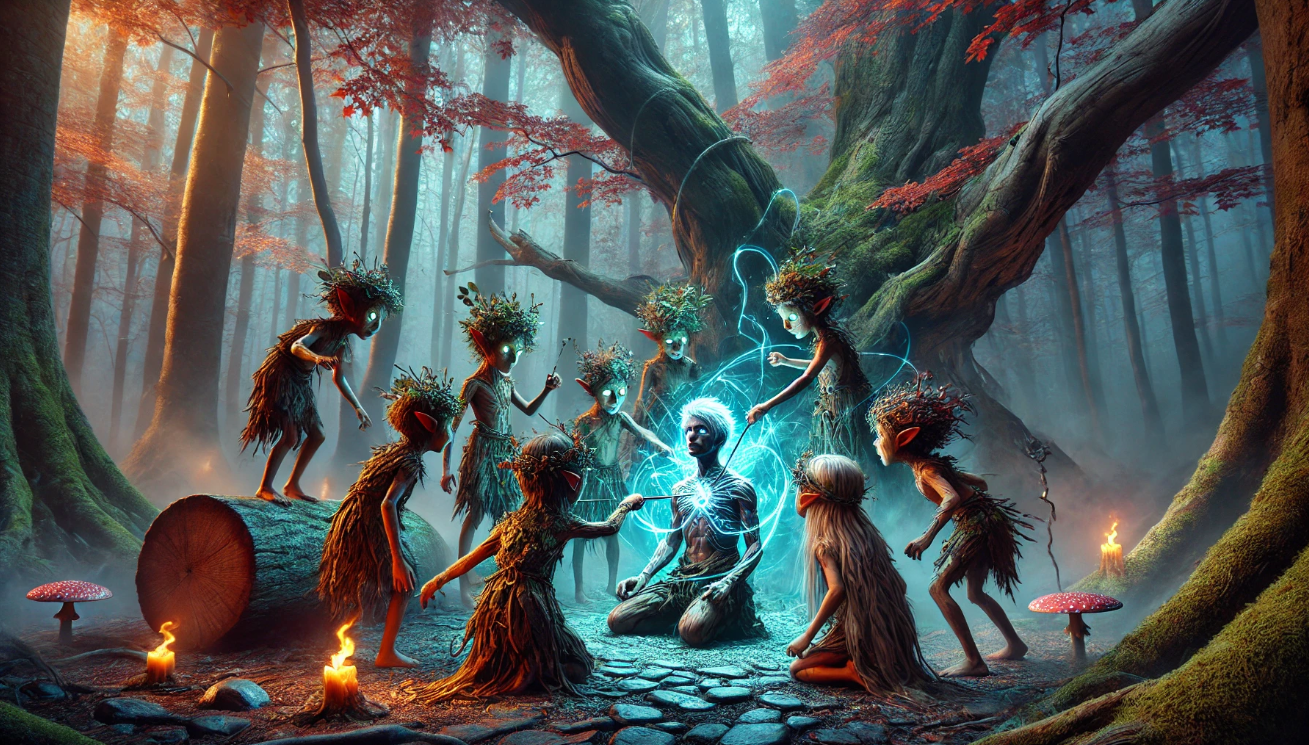 Forest fairies casting magic