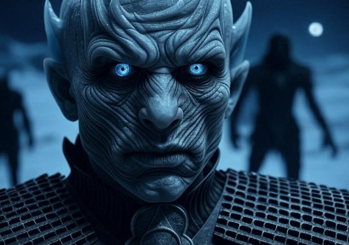 Icy leader with glowing eyes