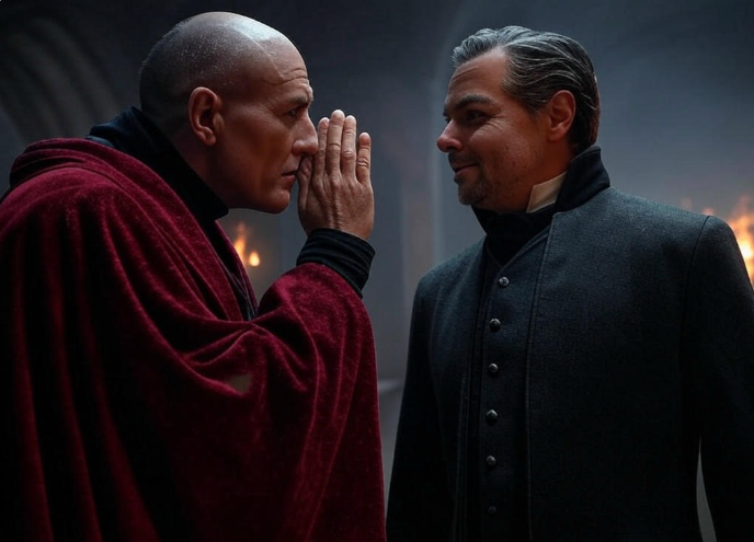 Two men whispering secretly