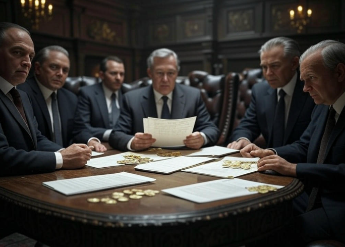 Serious men business meeting
