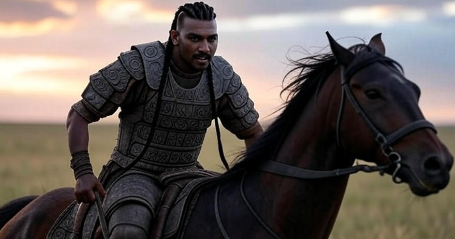 Warrior rides at sunset