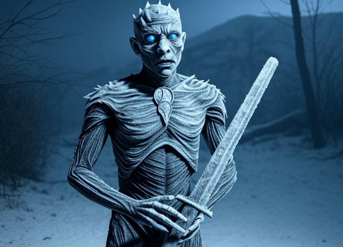 Icy king holding sword