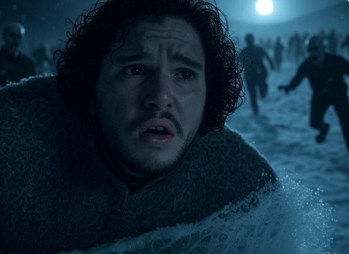 Man in snowy chaos