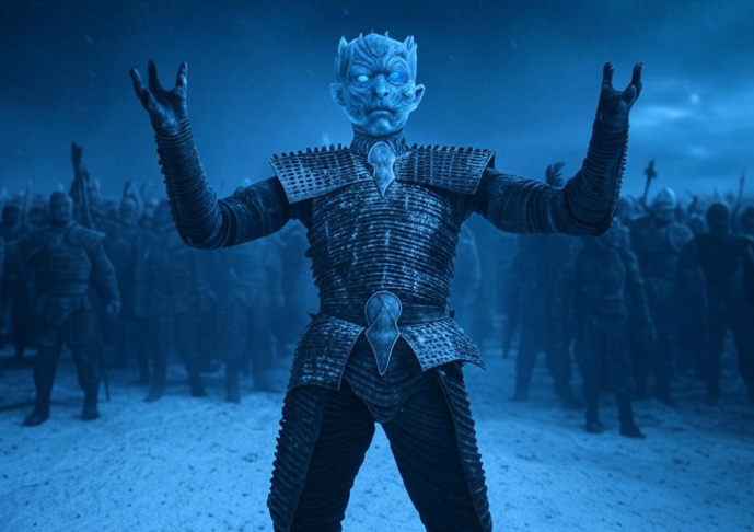 Icy leader commanding army night