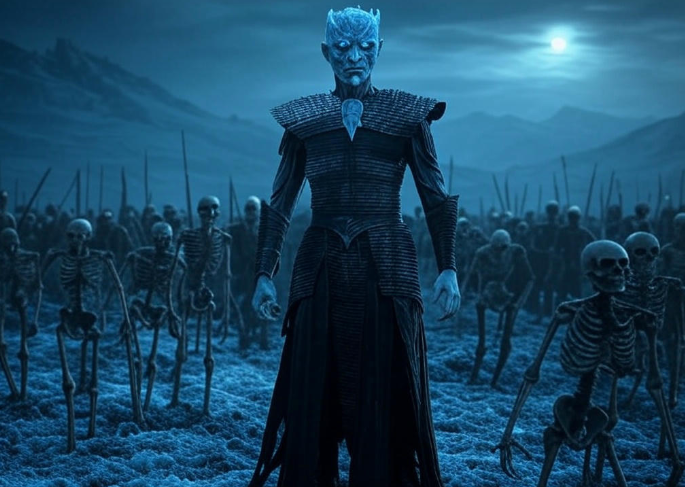 Blue king commands skeleton army