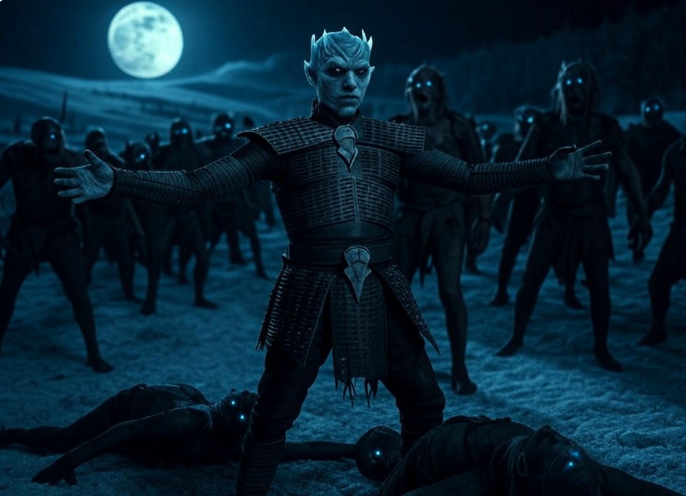Blue king leading undead