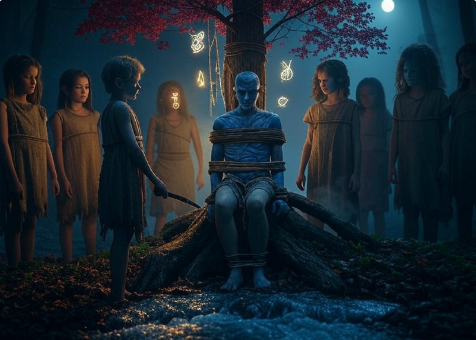 Blue figure ritual scene