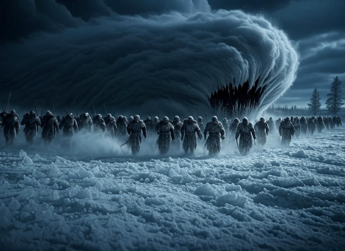 Warriors charging through snowstorm