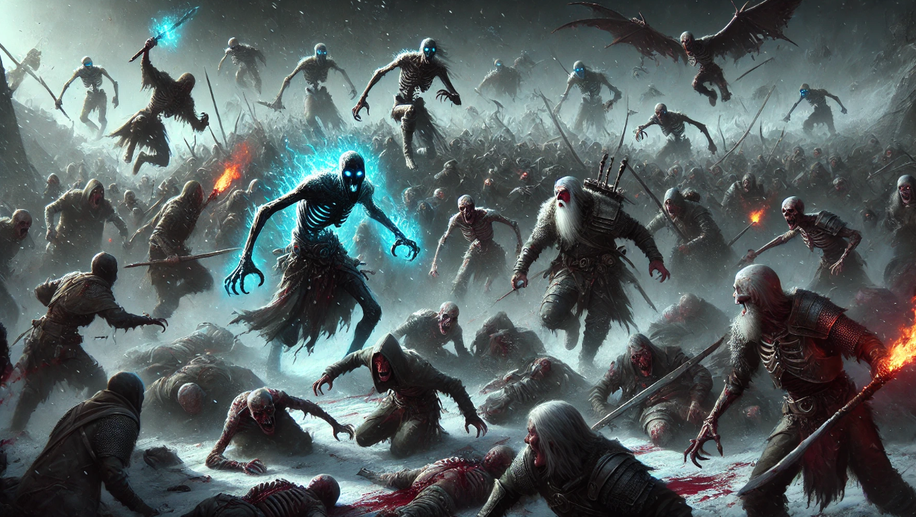 Epic battle with undead in snowy chaos