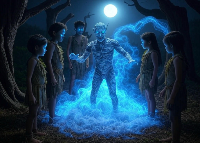 Blue genie children forest