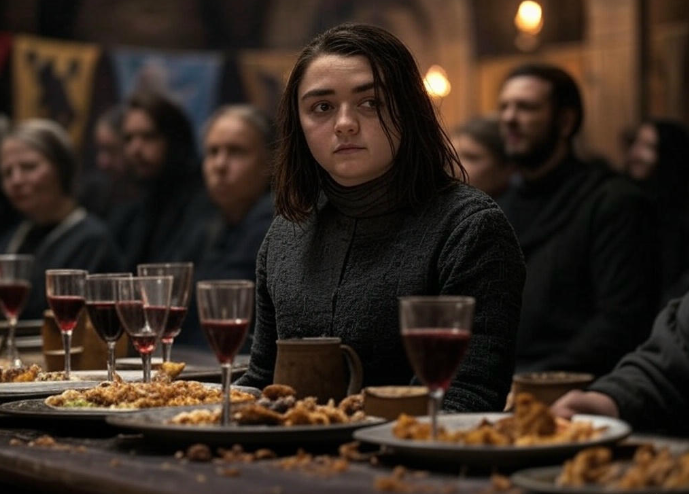 Woman at medieval feast