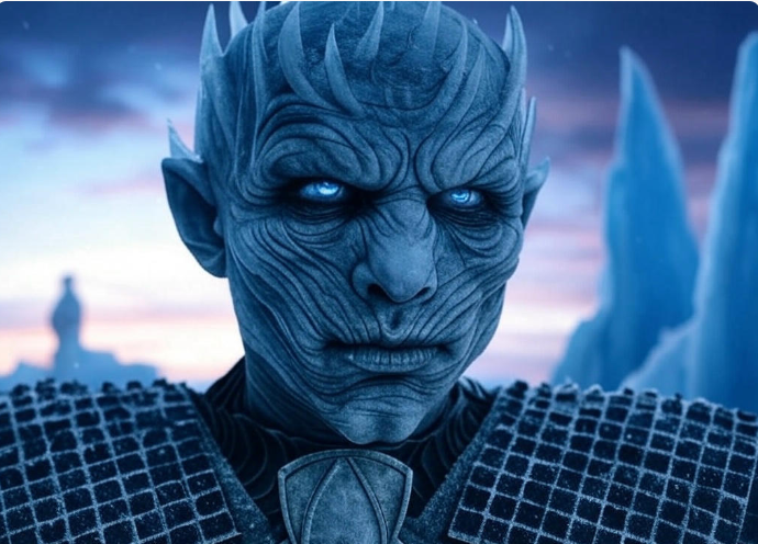 Blue armored ice warrior
