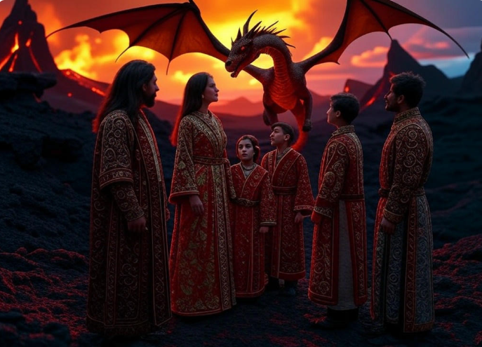 People with dragon fiery