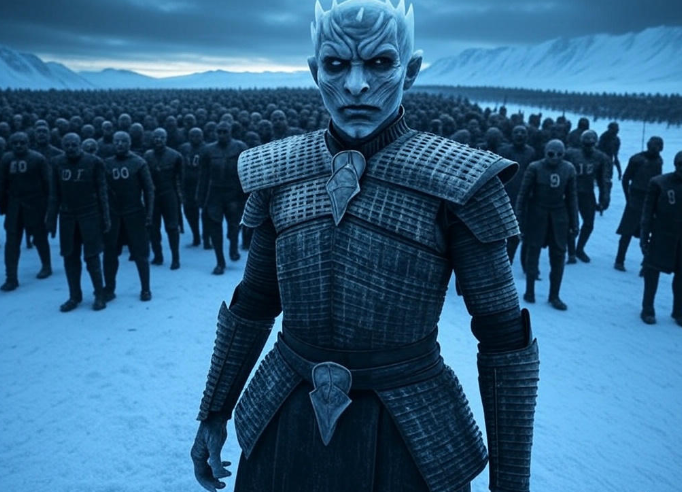 Armored leader with army