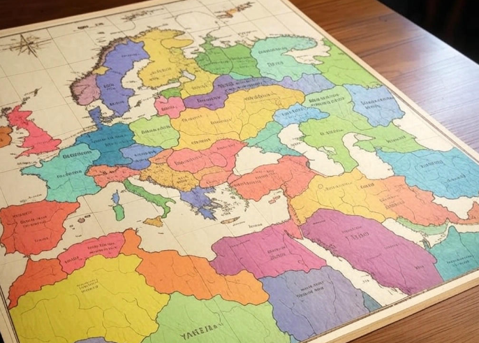 Colorful European historical map
