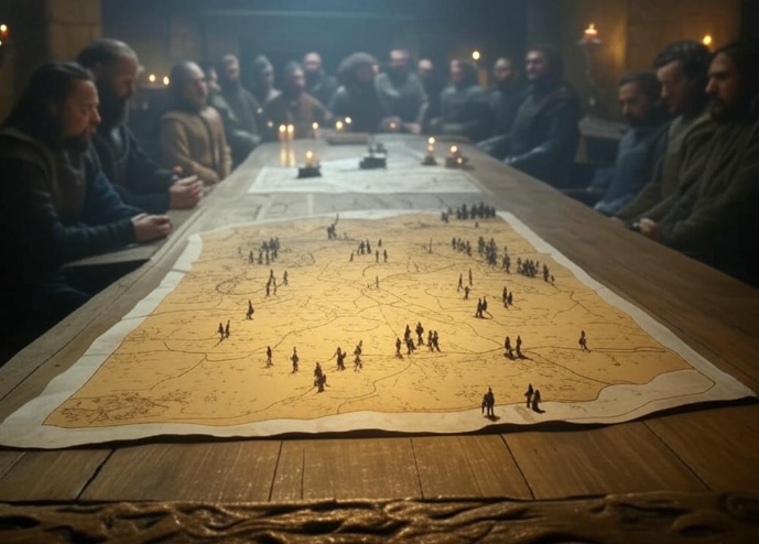 Medieval war council map