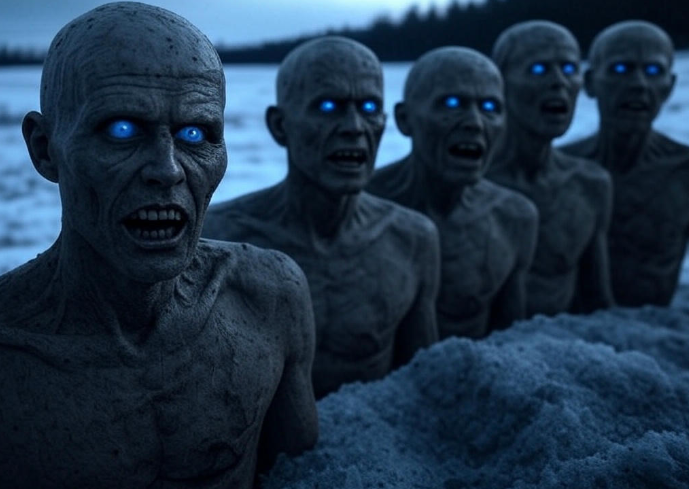 Icy undead with glowing eyes