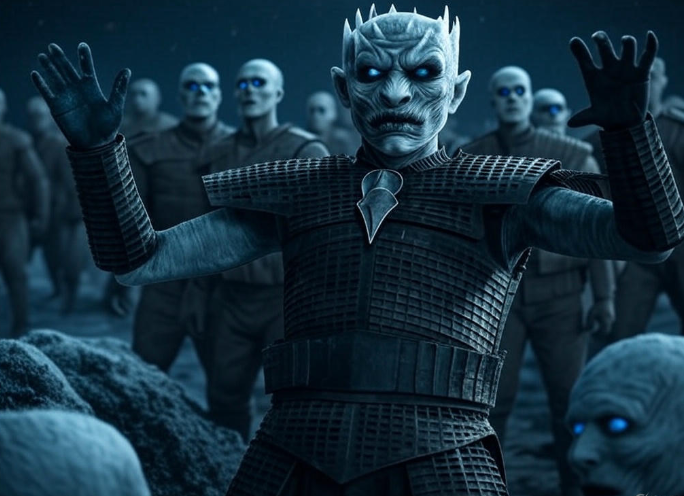 Icy king commanding army