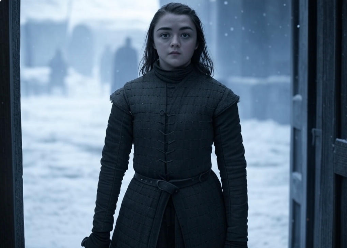 Woman in armored coat