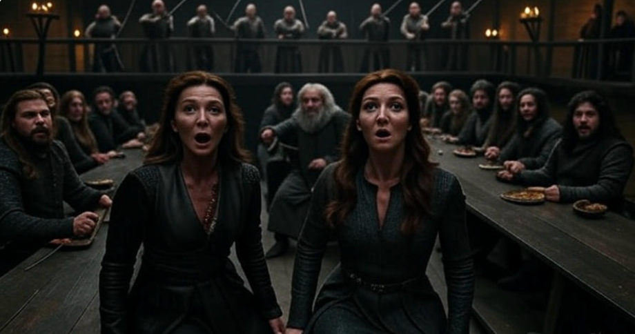 Medieval hall shocked women