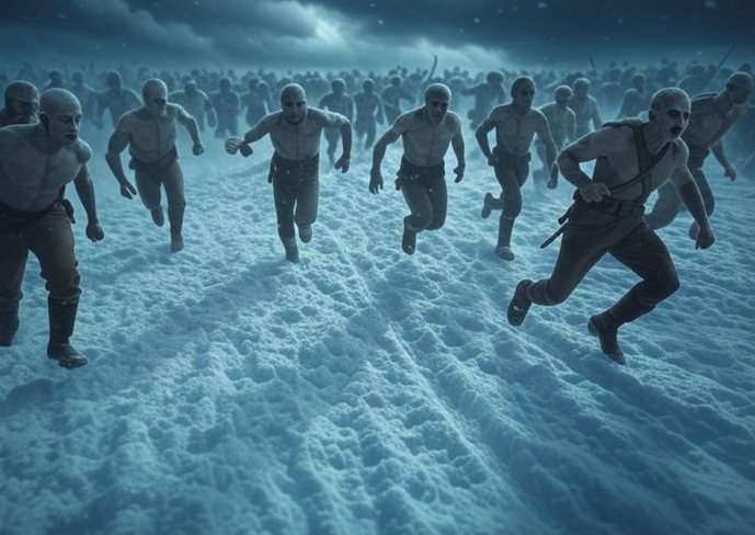 Undead army charging snow
