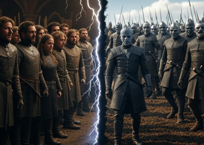 Armored armies facing off