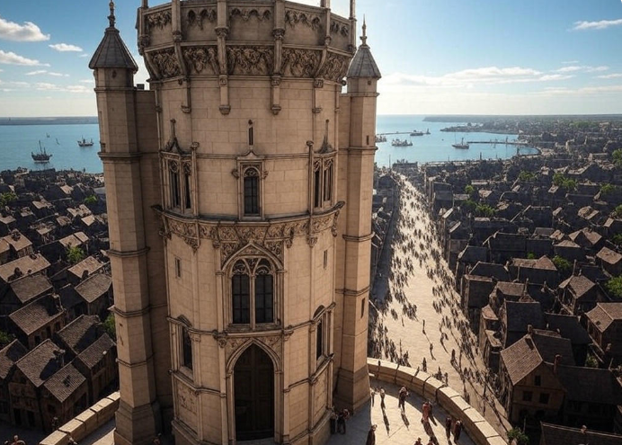 Tower overlooking medieval port