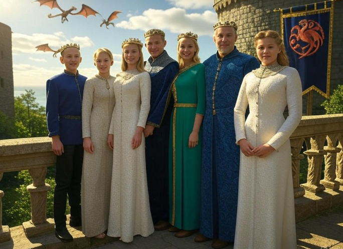 Royal family dragons flying