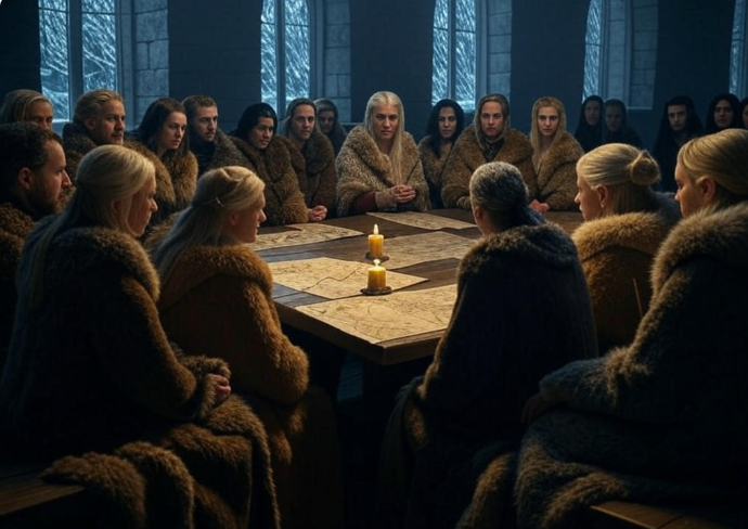 Council meeting in furs