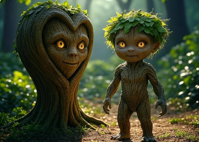 Tree spirits forest scene