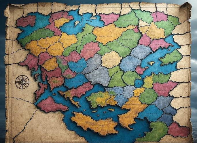 Vintage map with regions