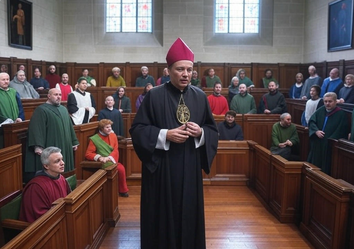 Bishop addressing clergy gathering