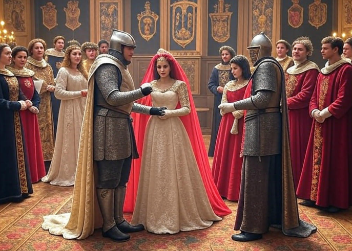 Medieval wedding ceremony scene