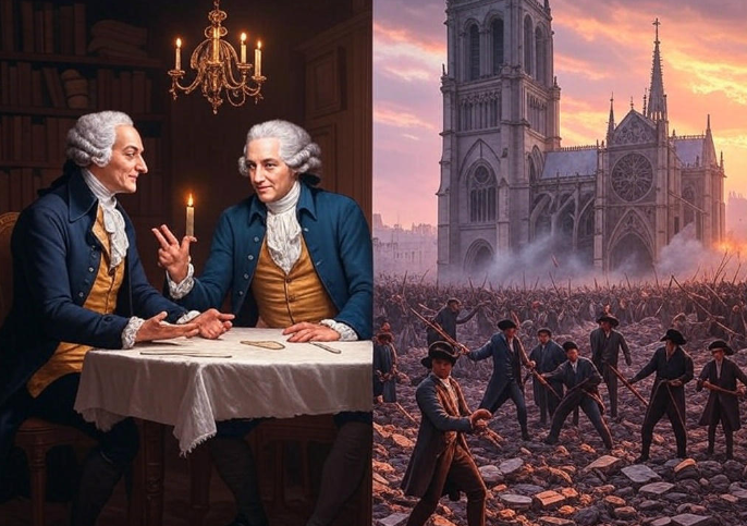 Two men discussing revolution