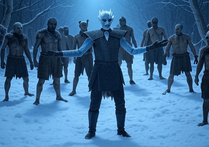 Icy leader snowy forest followers