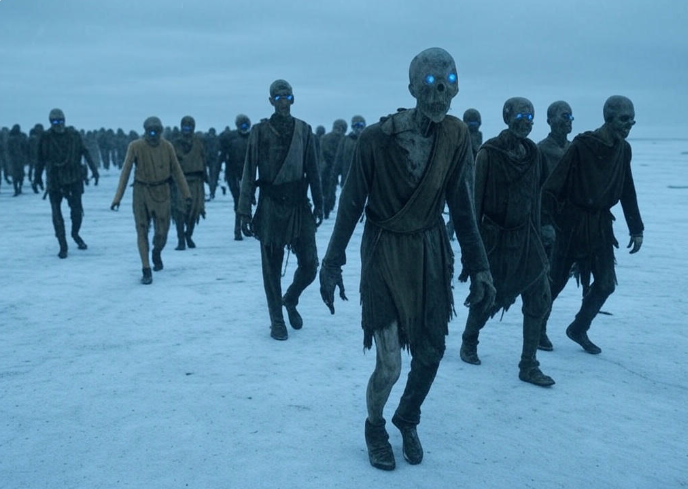 Undead army marching snow