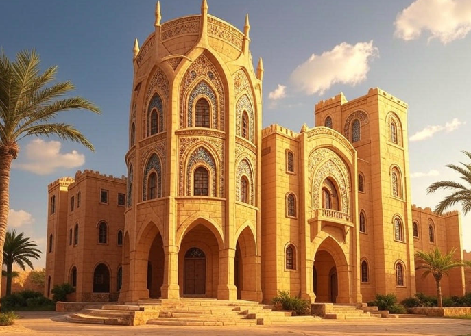 Ornate desert palace architecture