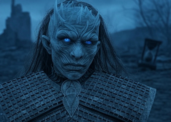 Blue faced warrior in armor