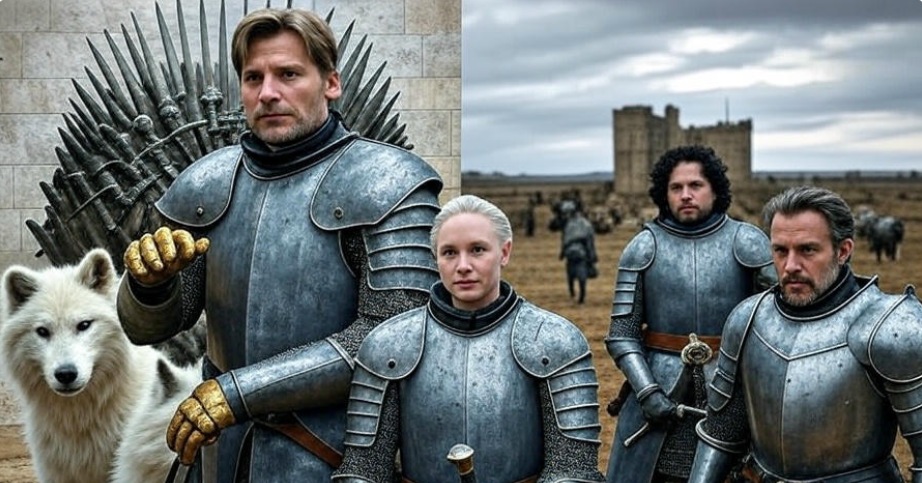 Knights with direwolf backdrop