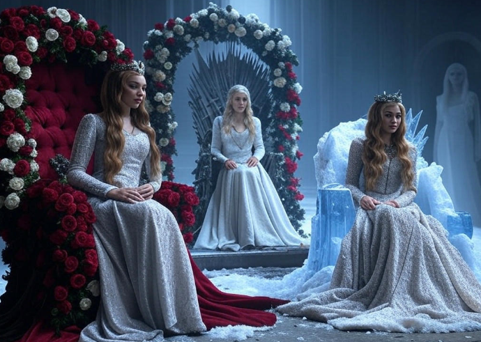 Queens on ornate thrones
