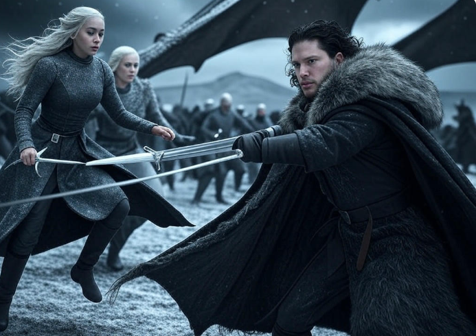 Warriors in snowy battle