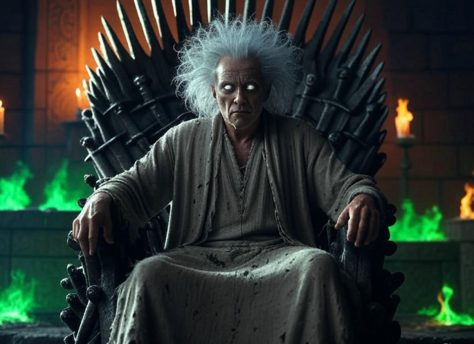 King on spiky throne