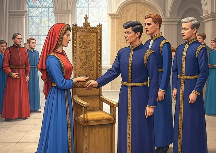 Royal greeting in hall